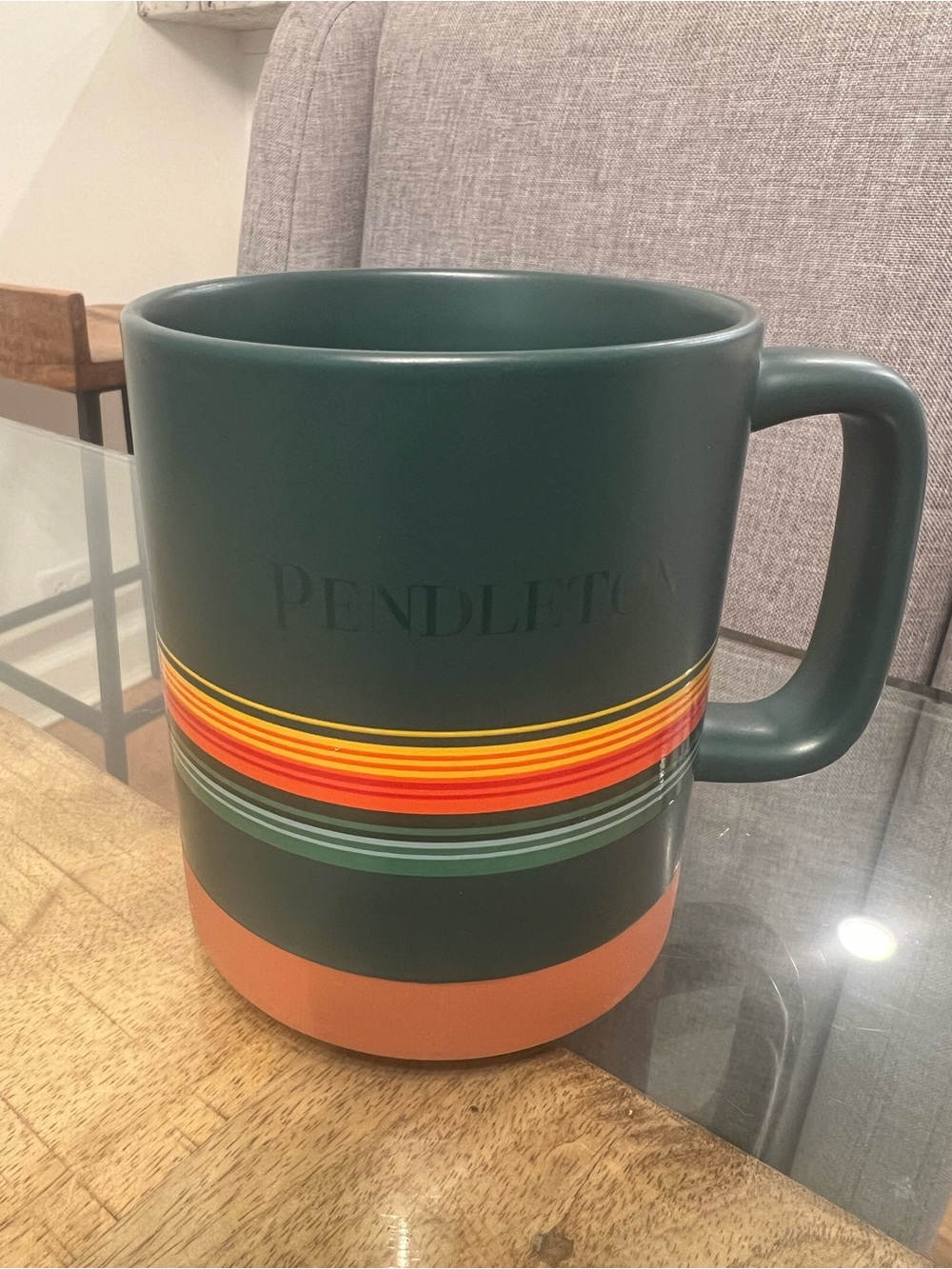 Pendleton Forest Green Striped Ceramic Mug